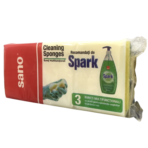 Curatenie & Intretinere - Bureti Canelura Sano, multifunctionali, 3 buc