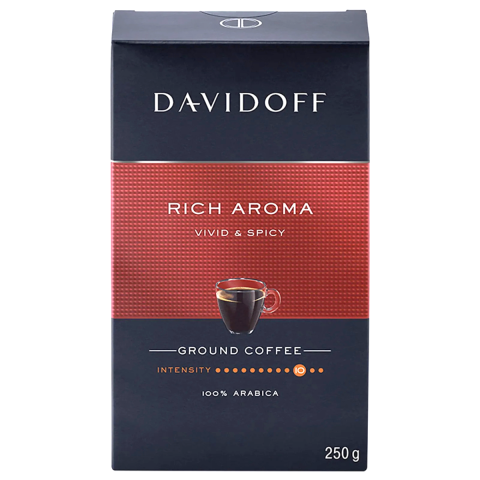 Ceai si Cafea - Cafea macinata Davidoff Rich Aroma, Vivid & Spicy, 100% arabica, 250 g