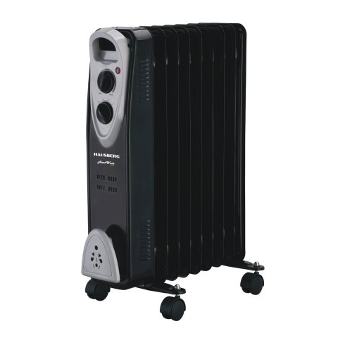 Electrocasnice & Climatizare - Calorifer electric Hausberg HB-8909NG, 2000 W, 9 elementi, 3 trepte de putere, Termostat reglabil