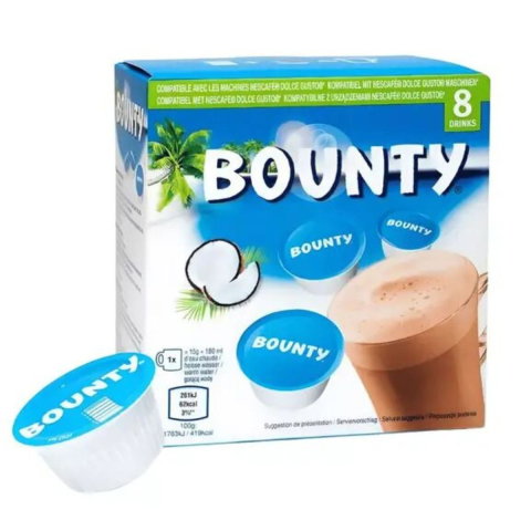 Ceai si Cafea - Capsule compatibile Nescafe Dolce Gusto ciocolata calda Bounty, 8 capsule,120g