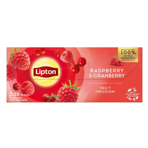 Ceai si Cafea - Ceai Lipton Raspberry & Cranberry, 20 plicuri/cutie