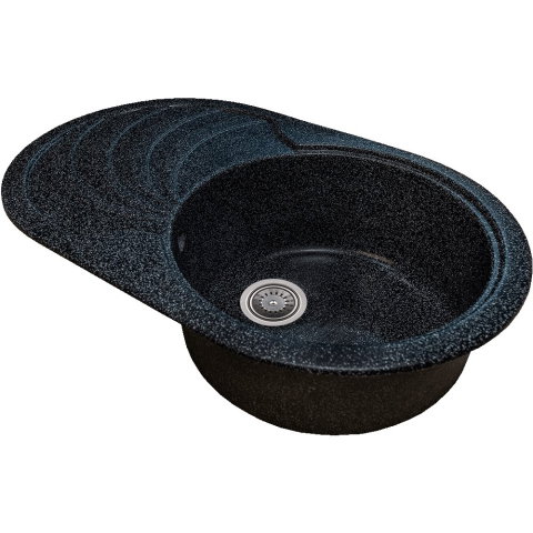 Sanitare - Chiuveta bucatarie Sanitec NS SN9033DR-NG, granit-compozit, 1 cuva rotunda, dreapta, 78x50 cm