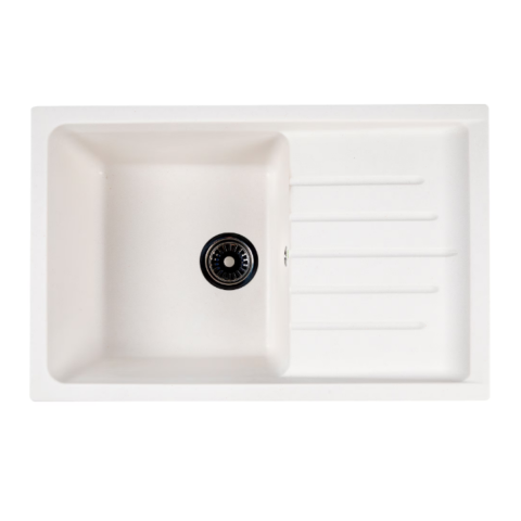 Chiuvete bucatarie - Chiuveta compozit dreptunghiulara alba cu picurator 750x495mm