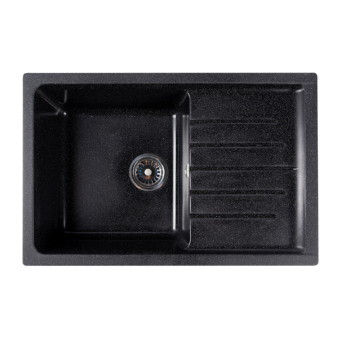 Chiuvete bucatarie - Chiuveta compozit dreptunghiulara neagra cu picurator 770x495mm