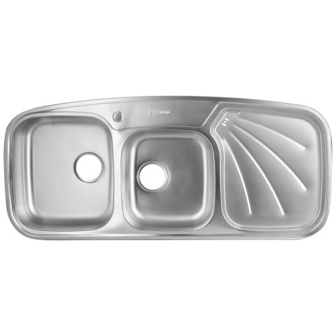 Sanitare - Chiuveta inox blat, 2 cuve 116x50 cm anticalcar Freddo Wave, sifon inclus, cuve dreapta