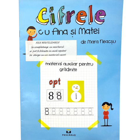 Carti pentru copii - Cifrele cu Ana si Matei (contine pagini reutilizabile)