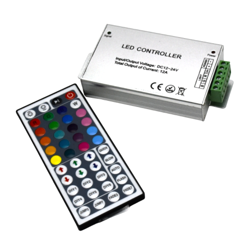 Accesorii corpuri de iluminat - Controller banda LED RGB, 12V, 144W, telecomanda IR 44 taste, Delight DL66520N, 1 buc