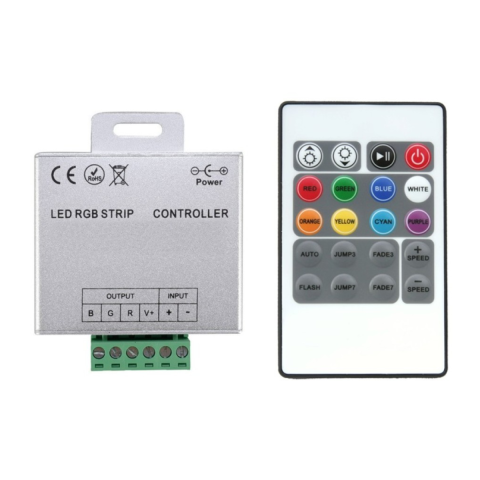 Accesorii corpuri de iluminat - Controller banda LED RGB, 12V, 360W, telecomanda IR 24 taste, Delight DL66520P, 1 buc