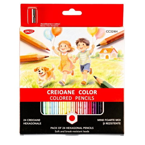 Creioane, Creioane mecanice - Creioane colorate 24 bucati/set, DACO CC324H, 1 set