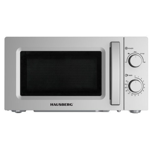 Cuptoare cu microunde - Cuptor cu microunde HAUSBERG HB-8008GR, 20 litri, intrare 1100 W, iesire 700 W, 5 nivele de putere, control mecanic, termostat, timer 35 minute, functie dezghetare, lumina interioara, semnal sonor de