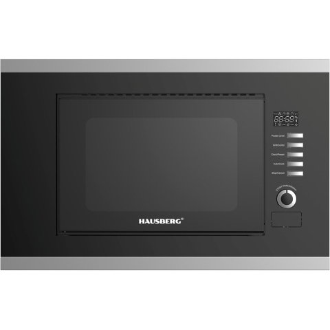 Electrocasnice & Climatizare - Cuptor cu microunde incorporabil HAUSBERG HB-8065NG, 20 litri, 1200 W, 6 nivele de putere, 8 programe automate, control mecanic, decongelare, timer, sistem blocare copii, negru