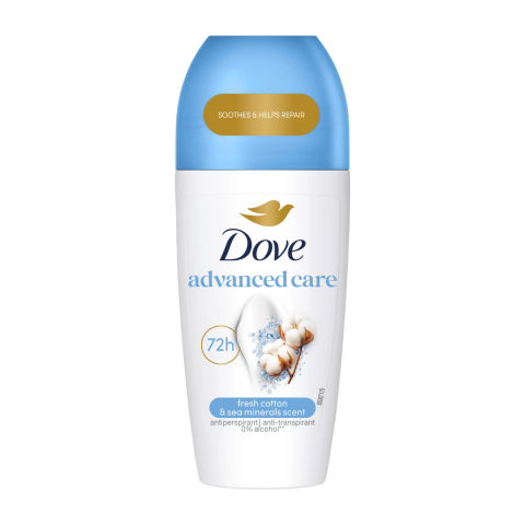 Ingrijire Personala & Cosmetice - Deodorant roll-on Dove Advanced Care, Fresh Cotton & Sea Minerals 72 h, 50 ml