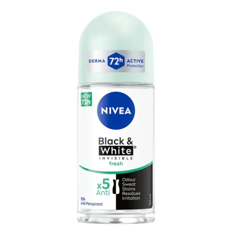Ingrijire Personala & Cosmetice - Deodorant Roll-On pentru femei Nivea Black & White Invisible Active, 72h, 50 ml
