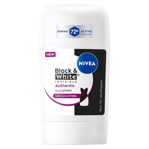 Ingrijire Personala & Cosmetice - Deodorant Stick Nivea Black & White Invisible, Authentic, 72 h, 50 ml