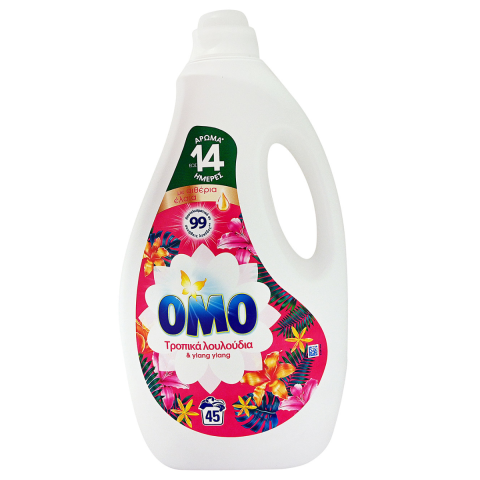 Casa, Gradina & Bricolaj - Detergent Lichid Omo pentru haine Flori Tropicale, 45 spalari, 2.25 L