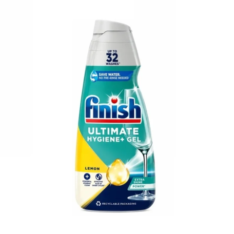 Curatenie & Intretinere - Detergent pentru masina de spalat vase, Finish Ultimate Hygiene+ Gel Lemon, 32 spalari, 650 ml