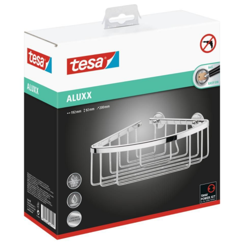 Casa, Gradina & Bricolaj - Etajera Baie de colt, Inox, Tesa Aluxx, 192 mm x 92 mm x 200 mm