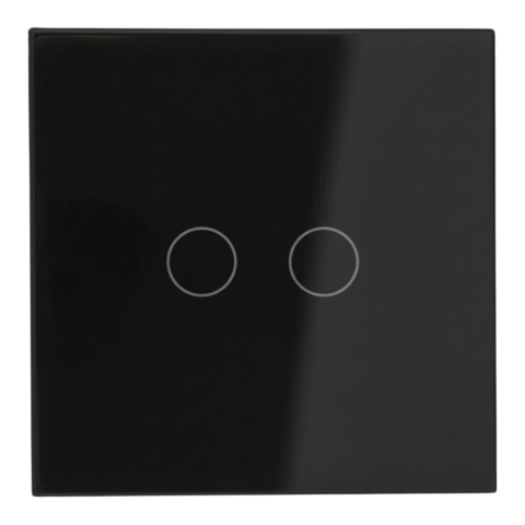 Casa, Gradina & Bricolaj - Fateta De Sticla Pt Intrerupator Touch Dublu Negru, Spin SPN1435B, 1 buc