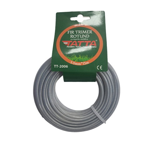 Consumabile masini gradinarit - Fir trimer rotund cu insertie metalica Tatta TT-2006, grosime 3.0 mm, 15 m lungime