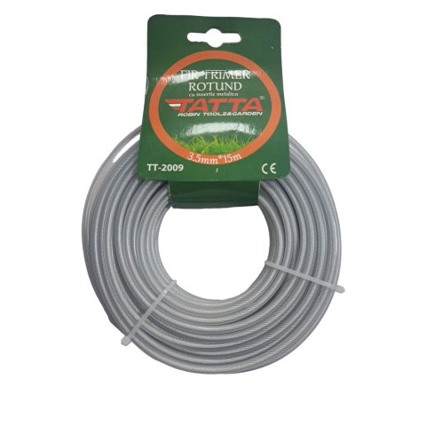 Consumabile masini gradinarit - Fir trimer rotund cu insertie metalica Tatta TT-2009, grosime 3.5 mm, 15 m lungime