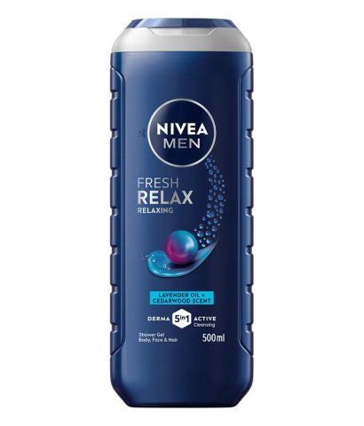 Ingrijire Personala & Cosmetice - Gel de dus Nivea Men 5 in 1, Fresh Relax Lavender oil & Cedarwood, 500 ml