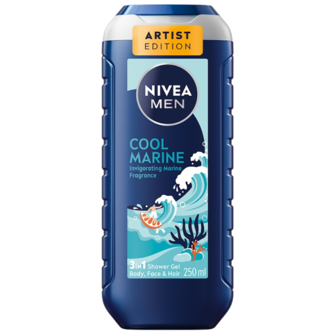 Gel de Dus - Gel de dus 3 in 1 Nivea Men Cool Marine - Artist Edition, 250 ml