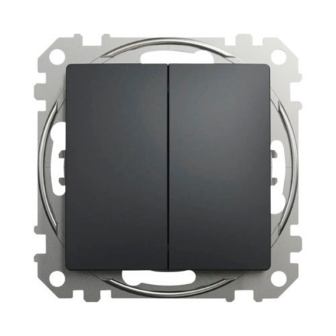 Intrerupatoare - Intrerupator dublu gri antracit Sedna Design Schneider SDD114105, 1 buc