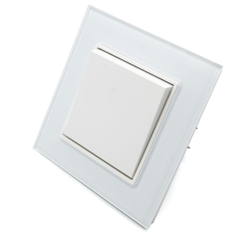 Iluminat & electrice - Intrerupator Simplu Alb cu Rama din Sticla, SPN1470, 1 buc