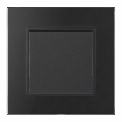 Iluminat & electrice - Intrerupator Simplu Negru cu Rama din Sticla, SPN1470B, 1 buc