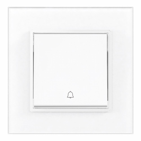 Iluminat & electrice - Intrerupator Sonerie Alb cu Rama din Sticla, SPN1474, 1 buc