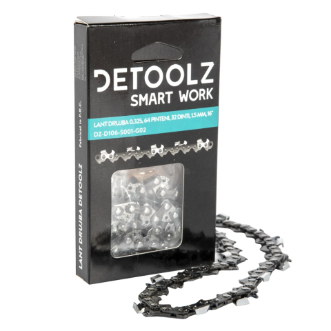 Casa, Gradina & Bricolaj - Lant drujba Detoolz, lungime 16'', pas 0.325'', grosime 1.5mm, 64 pinteni, 32 dinti, full chisel