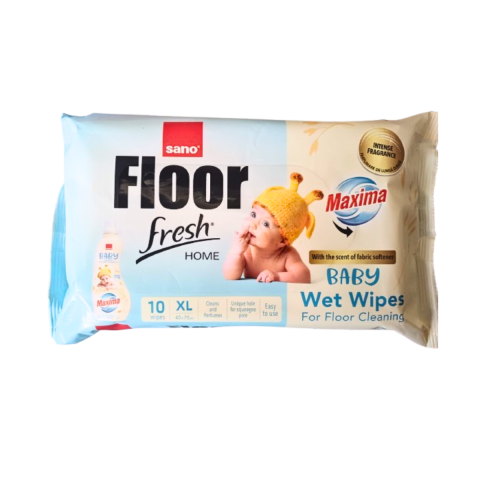 Detergenti Pardoseala - Lavete umede XL pentru pardoseli, Sano Floor Fresh Baby Oat, 10 buc