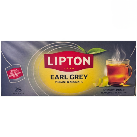 Ceai si Cafea - Ceai Lipton Ceai Negru Earl Grey, 25 pliculete/cutie, 37,5 g