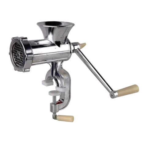 Masini de tocat manuale - Masina de tocat carne Micul Fermier din aluminiu, cu sita