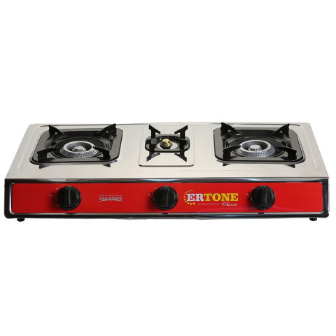 Plite - Minigaz cu 3 ochiuri Ertone MN205, inox, GPL (numai butelie), aprindere electronica