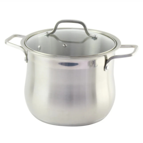 Curatenie & Intretinere - Oala inox, Swan Belly, fund triplu, capac din sticla, 26 x 21.5 cm, 11 L