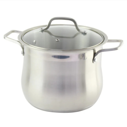 Curatenie & Intretinere - Oala inox, Swan-Belly, fund triplu, capac din sticla, 28 x 22.5 cm, 14 L