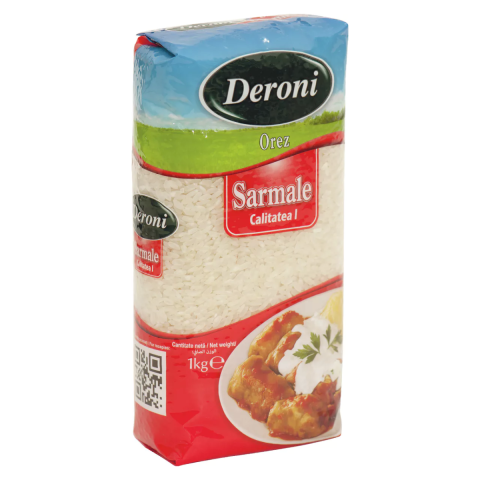 Alimente de baza - Orez cu bob rotund pentru sarmale Deroni, 1 kg
