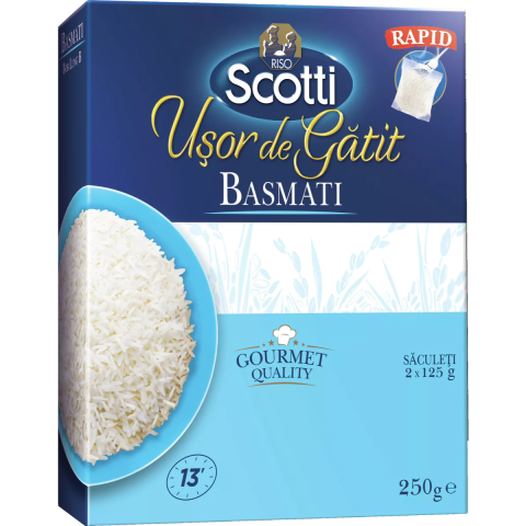 Alimente de baza - Orez usor de gatit Riso Scotti Basmati, 250 g
