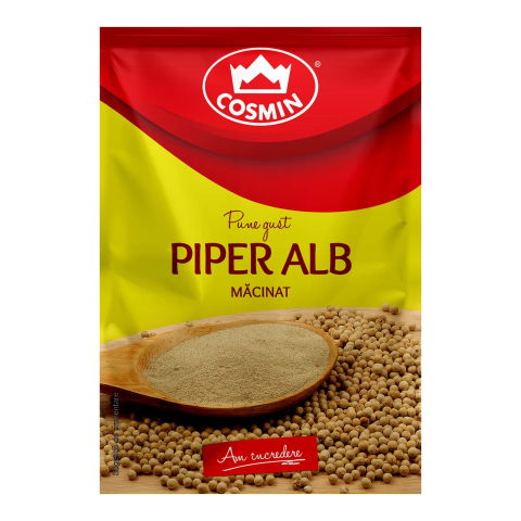Condimente & Mixuri - PIPER ALB MACINAT COSMIN, 17 GR/ PLIC