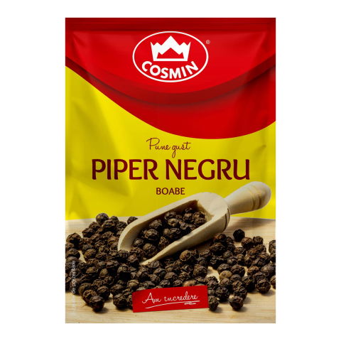 Condimente & Mixuri - PIPER NEGRU BOABE COSMIN, 17 GR/ PLIC