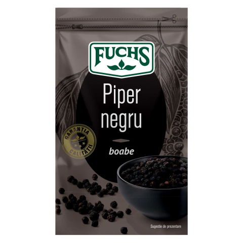 Condimente & Mixuri - PIPER NEGRU BOABE FUCHS, 20 GR/ PLIC