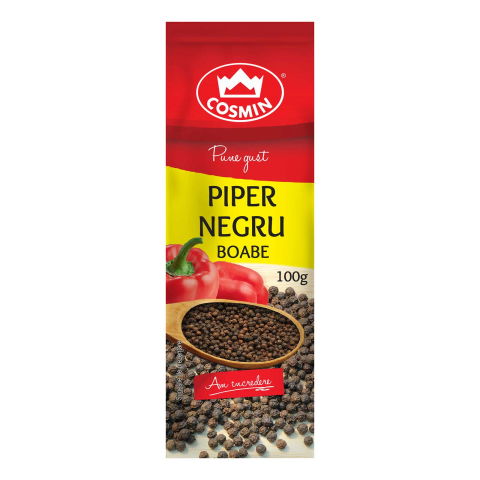Condimente & Mixuri - PIPER NEGRU BOABE REFILL COSMIN, 100 GR