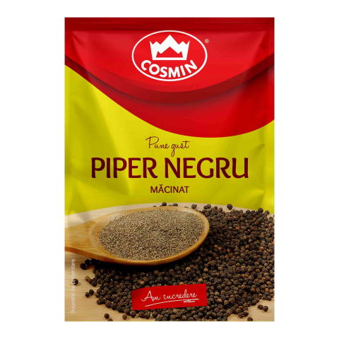 Condimente & Mixuri - PIPER NEGRU MACINAT COSMIN, 17 GR/ PLIC