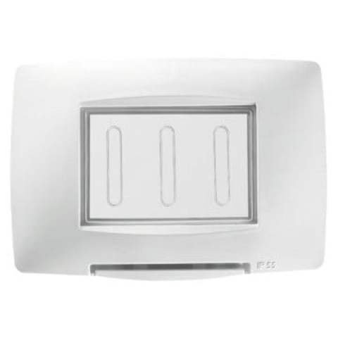 Intrerupatoare - Placa Etansa Standard Italiana Gewiss, 3 Module Ip55, ALB Chorus,1 buc