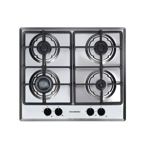 Electrocasnice & Climatizare - Plita incorporabila Hausberg HB-556IN, Gaz, 4 arzatoare, Gratar din fonta, Inox