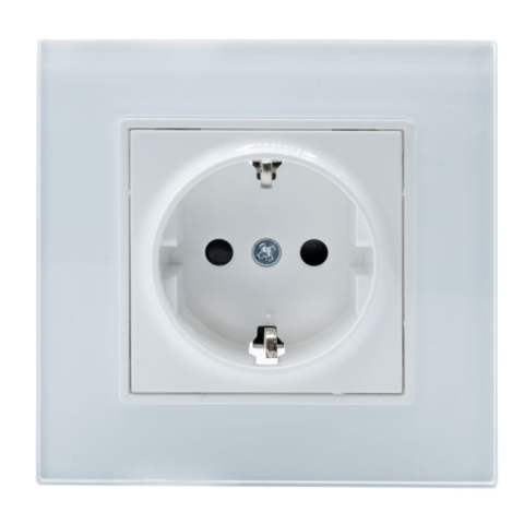 Iluminat & electrice - Priza Simpla Alb cu Rama din Sticla, Spin SPN1461, 1 buc