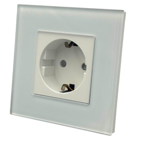 Casa, Gradina & Bricolaj - Priza Simpla cu Rama din Sticla ALBA, Spin SPN1421, 1 buc