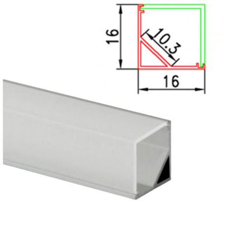 Iluminat & electrice - Profil Aluminiu 2m Colt 90 Grade 16x16/10.3mm, Delight DL66935, 1 buc