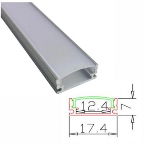 Iluminat & electrice - Profil Aluminiu 1m Usor Convex 17.4x7/12.4mm, Delight Dl66922, 1 Buc